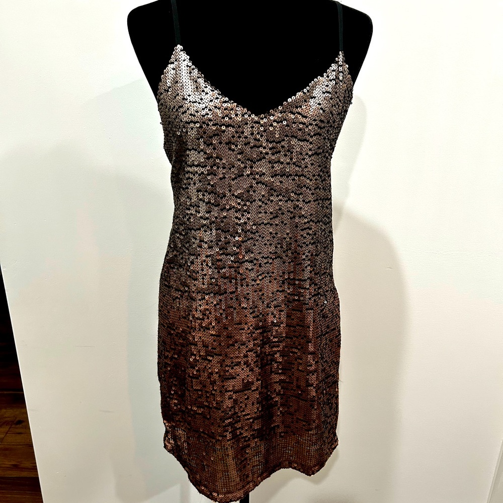 Rose gold sequin mini dress
